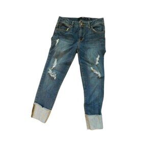 1822 Denim Size 6 Cuffed Cropped Taylor Denim Distressed Jeans